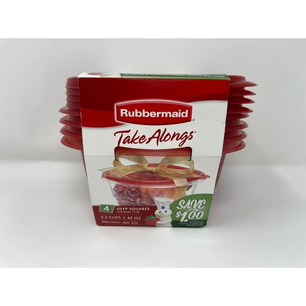 Rubbermaid TakeAlongs Limited Edition Red 5.2 Cup Square Containers Set of 4